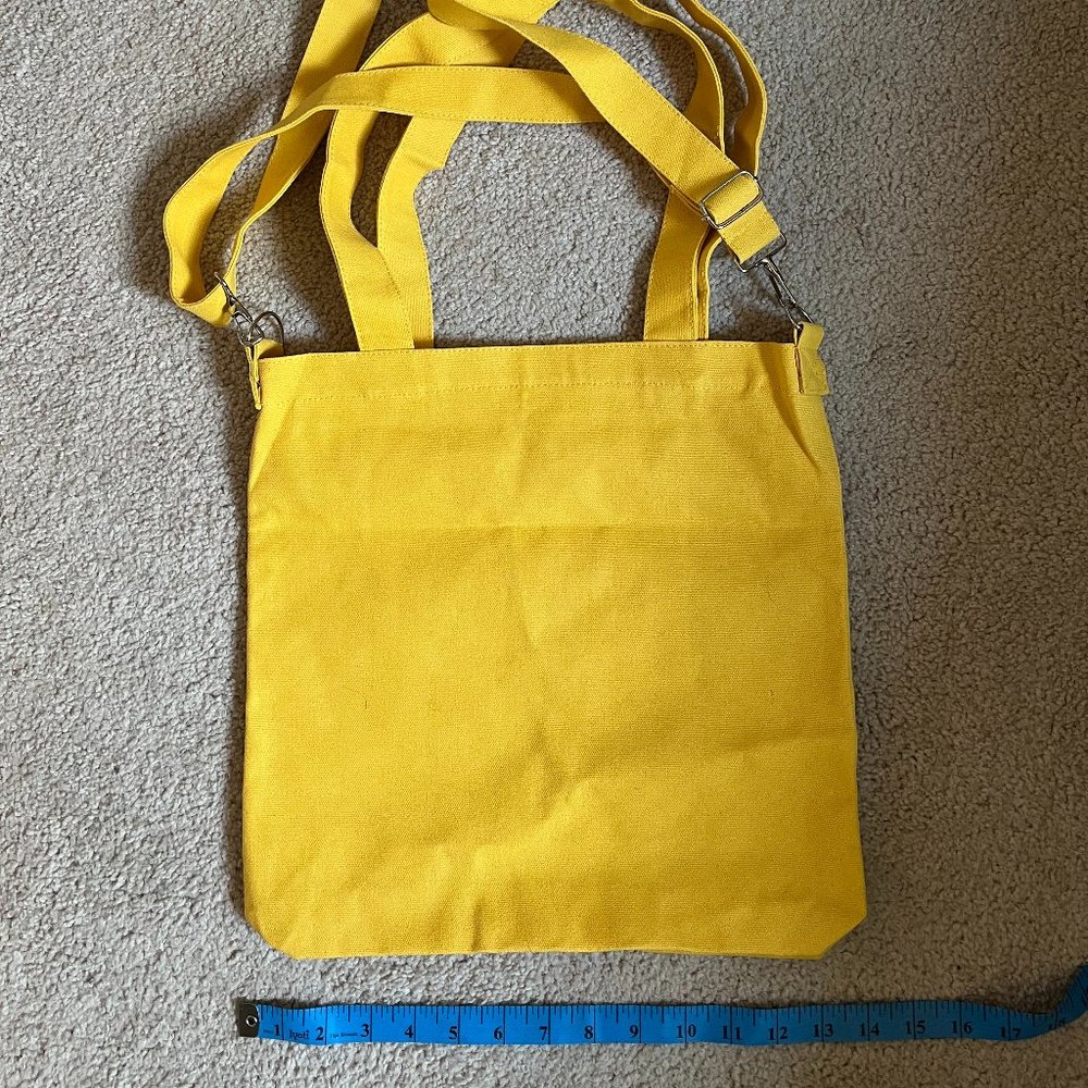Vibrant Yellow *Strawberry* Tote, Full Zipper, Adjust or Remove Strap, NWOT - Picture 3 of 9